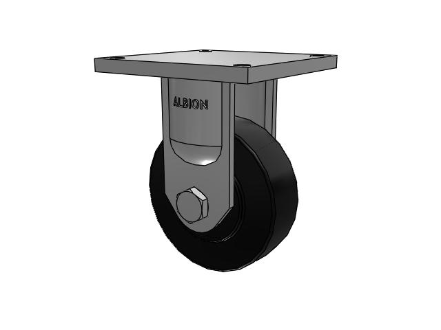 95 Series BBL Top Plate Rigid Caster with 8 x 2.5 Black Polymer NX - Trionix High Impact Polymer Wheel
