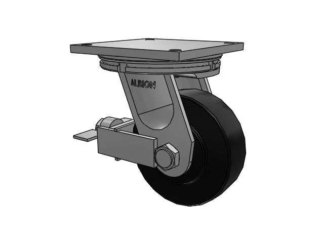 95 Series BBL Top Plate Swivel Caster with 8 x 2.5 Black Polymer NX - Trionix High Impact Polymer Wheel and Face Brake