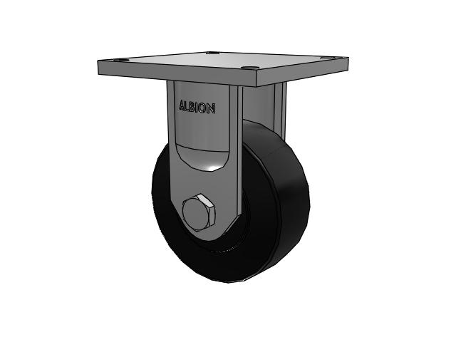 95 Series BBL Top Plate Rigid Caster with 8 x 3 Black Polymer NX - Trionix High Impact Polymer Wheel