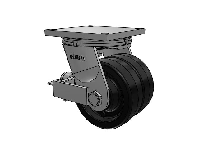 95 Series TRL Top Plate Swivel Caster with 8 x 6 Black Phenolic Resin TM - Phenolic Wheel and Face Brake