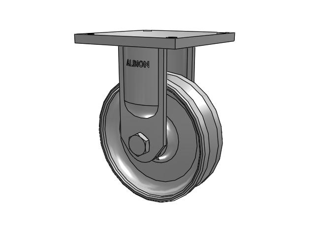95 Series TRL Top Plate Rigid Caster with 10 x 3 Clear Coat Enamel VF - Drop-Forged Steel V-Groove Wheel