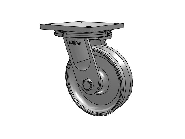 95 Series TRL Top Plate Swivel Caster with 10 x 3 Clear Coat Enamel VF - Drop-Forged Steel V-Groove Wheel