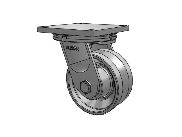 95 Series TRL Top Plate Swivel Caster with 8 x 4 Clear Coat Enamel VH - Drop-Forged Steel V-Groove Wheel