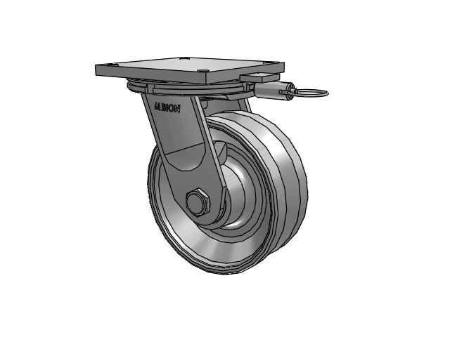 95 Series TRL Top Plate Swivel Caster with 10 x 4 Clear Coat Enamel VH - Drop-Forged Steel V-Groove Wheel