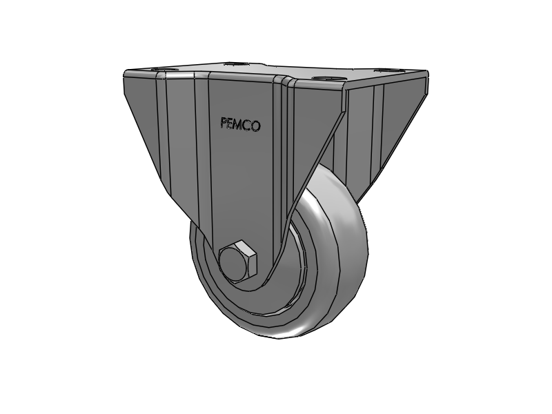 A-Line 1 1/4 Inch Wide Casters Top Plate Rigid Caster with 3 x 1.25 Thermo-Urethane (TPU) Wheel