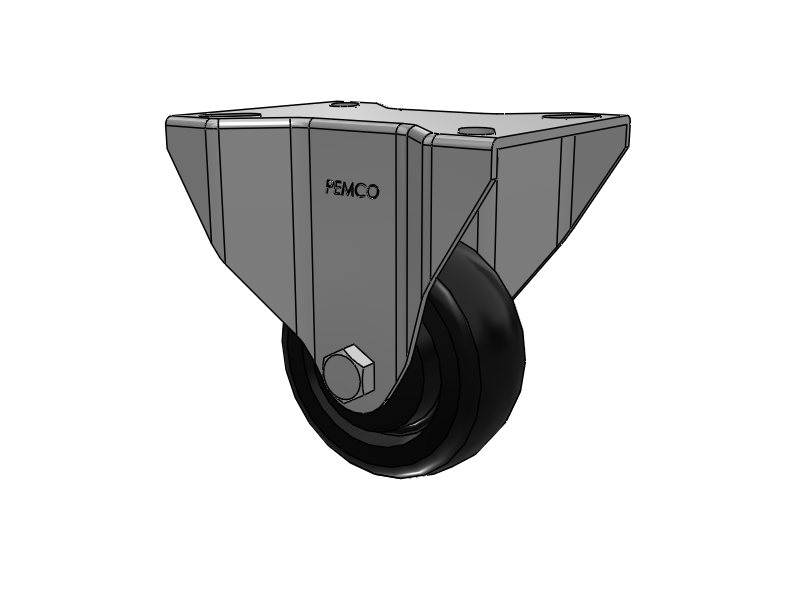 A-Line 1 1/4 Inch Wide Casters Top Plate Rigid Caster with 3 x 1.25 Polyolefin (POD) Wheel