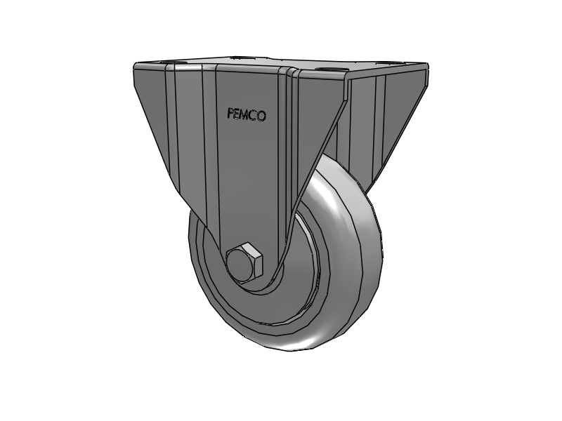 A-Line 1 1/4 Inch Wide Casters Top Plate Rigid Caster with 3.5 x 1.25 Thermo-Rubber (TPR) Wheel