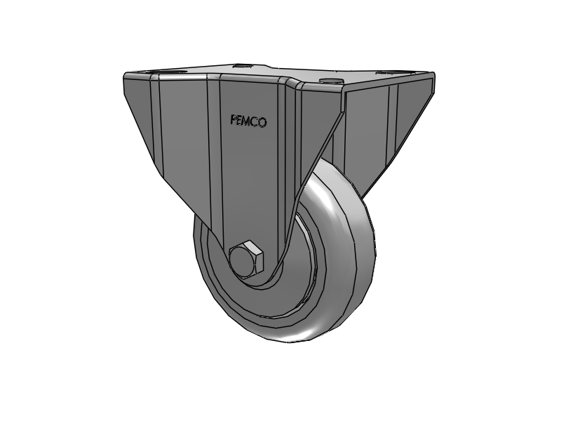 A-Line 1 1/4 Inch Wide Casters Top Plate Rigid Caster with 3.5 x 1.25 Thermo-Urethane (TPU) Wheel