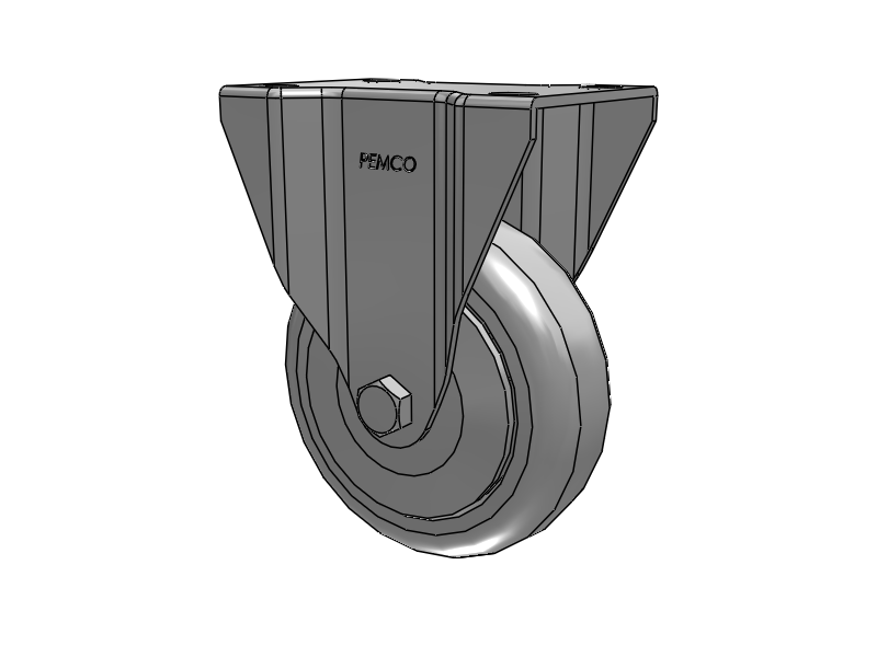 A-Line 1 1/4 Inch Wide Casters Top Plate Rigid Caster with 4 x 1.25 Thermo-Rubber (TPR) Wheel