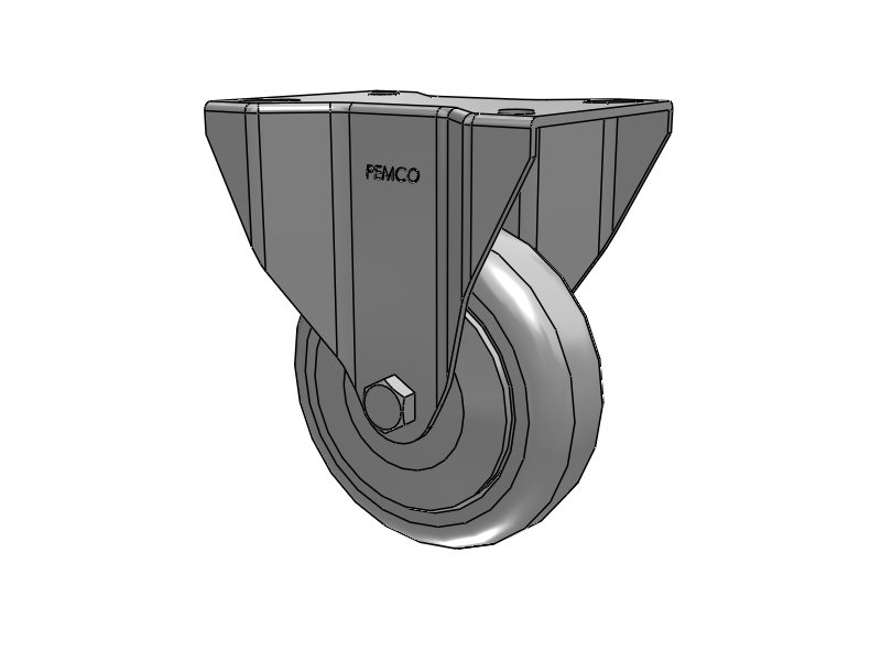 A-Line 1 1/4 Inch Wide Casters Top Plate Rigid Caster with 4 x 1.25 Thermo-Rubber (TPR) Wheel