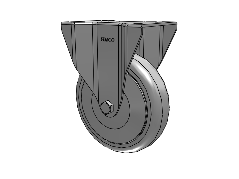 A-Line 1 1/4 Inch Wide Casters Top Plate Rigid Caster with 5 x 1.25 Thermo-Rubber (TPR) Wheel