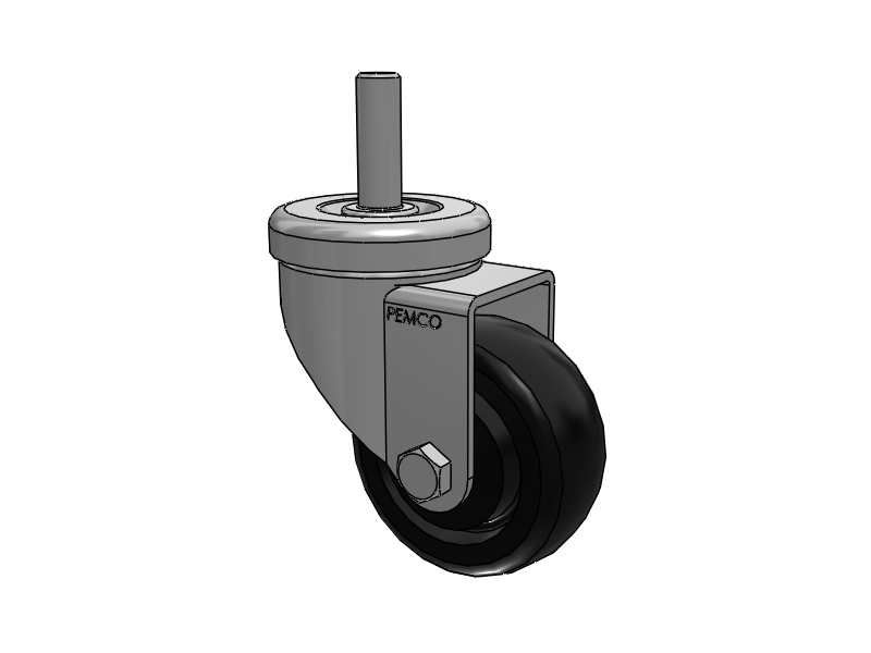 A-Line 1 1/4 Inch Wide Casters Threaded Stem Caster with 3 x 1.25 Polyolefin (POD) Wheel