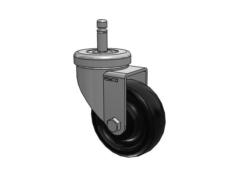 A-Line 1 1/4 Inch Wide Casters Grip Ring Stem Caster with 3.5 x 1.25 Polyolefin (POD) Wheel