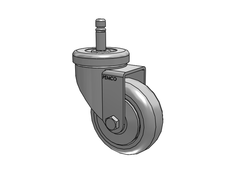 A-Line 1 1/4 Inch Wide Casters Grip Ring Stem Caster with 3.5 x 1.25 Thermo-Rubber (TPR) Wheel