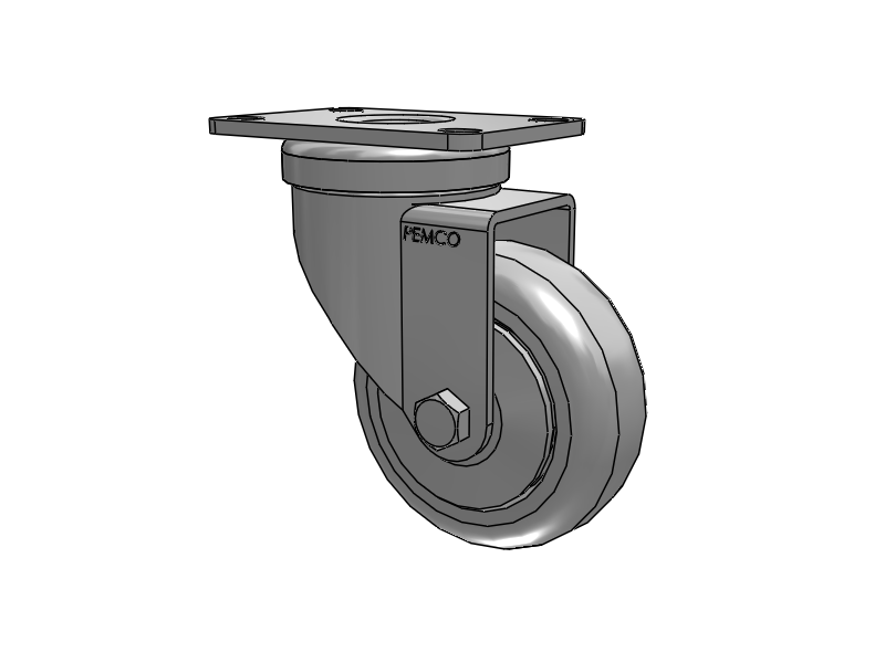 A-Line 1 1/4 Inch Wide Casters Top Plate Swivel Caster with 3.5 x 1.25 Thermo-Urethane (TPU) Wheel