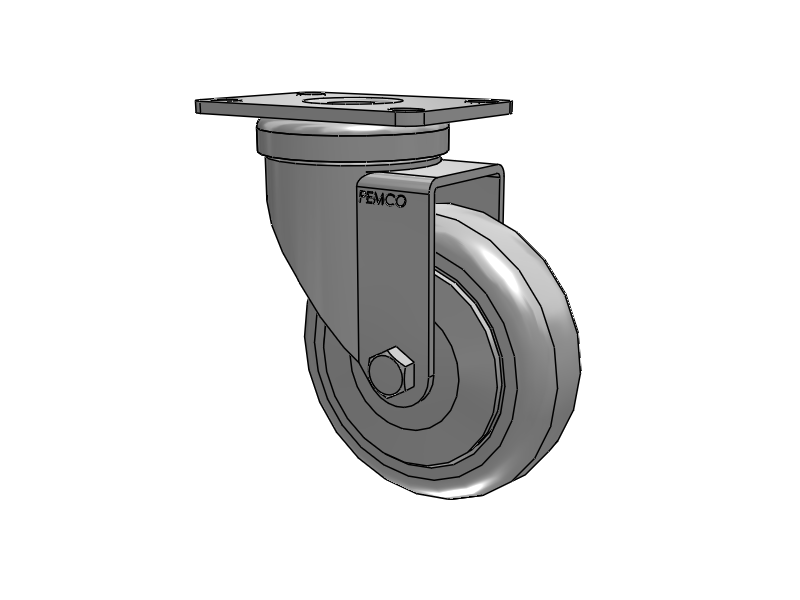 A-Line 1 1/4 Inch Wide Casters Top Plate Swivel Caster with 4 x 1.25 Thermo-Urethane (TPU) Wheel