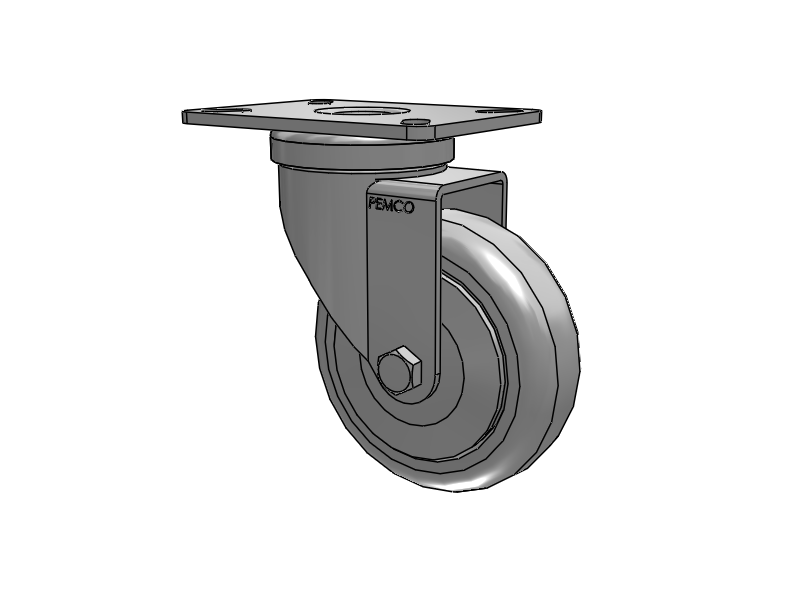 A-Line 1 1/4 Inch Wide Casters Top Plate Swivel Caster with 4 x 1.25 Thermo-Rubber (TPR) Wheel