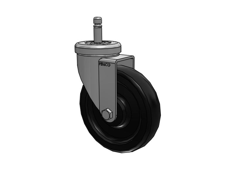 A-Line 1 1/4 Inch Wide Casters Grip Ring Stem Caster with 5 x 1.25 Polyolefin (POD) Wheel