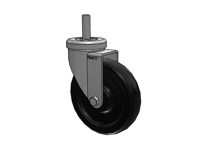 A-Line 1 1/4 Inch Wide Casters Threaded Stem Caster with 5 x 1.25 Polyolefin (POD) Wheel