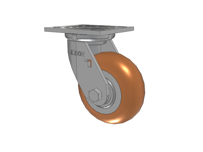 16 Series Top Plate Swivel Caster with 5 x 2 Butterscotch Tread on Aluminum Core PM - Round Polyurethane (Aluminum Core) Wheel