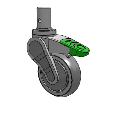 Avant Round Stem Swivel Caster with 4 x 1.25 QuikStart Wheel and Directional Lock Brake