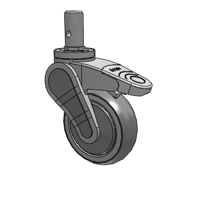 Avant Round Stem Swivel Caster with 4 x 1.25 QuikStart Wheel and Total Lock Brake