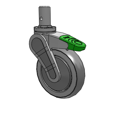 Avant Round Stem Swivel Caster with 5 x 1.25 QuikStart Wheel and Directional Lock Brake