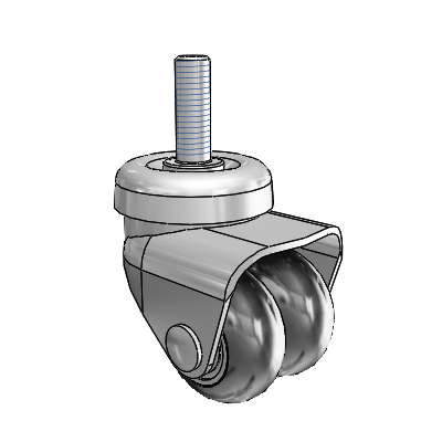 BDS/BDR Threaded Stem Bright Chrome Swivel Caster with 2 x 1 Black Neoprene Rubber Wheel