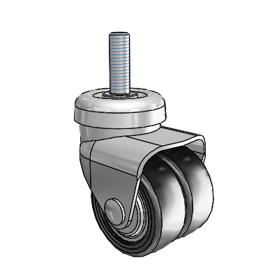 BDS/BDR Threaded Stem Bright Chrome Swivel Caster with 2.5 x 1 Black Neoprene Rubber Wheel