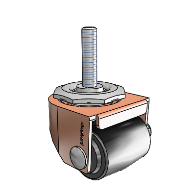 00 Series Threaded Stem Copper Oxide Swivel Caster with 1.4375 x 1.6875 Black Polyolefin Wheel