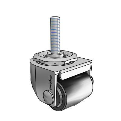 00 Series Threaded Stem Polished Nickel Swivel Caster with 1.4375 x 1.6875 Black Polyolefin Wheel