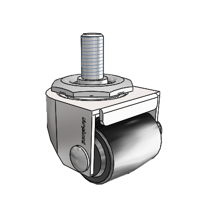 00 Series Threaded Stem Bright Chrome Swivel Caster with 1.4375 x 1.6875 Black Polyolefin Wheel