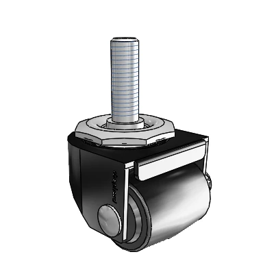00 Series Threaded Stem Black Oxide Swivel Caster with 1.4375 x 1.6875 Black Polyolefin Wheel