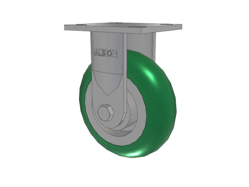 16 Series Top Plate Rigid Caster with 6 x 2 Green Tread on Aluminum Core PM - Round Polyurethane (Aluminum Core) Wheel