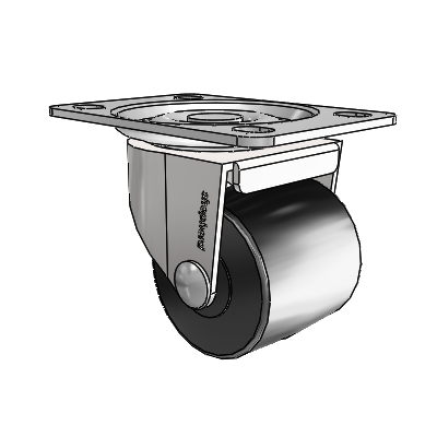 00 Series Top Plate Bright Chrome Swivel Caster with 2 x 1.8125 Black Polyolefin Wheel