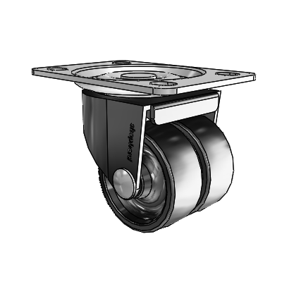 00 Series Top Plate Black Oxide Swivel Caster with 2 x .8125 Black Polyolefin Wheel