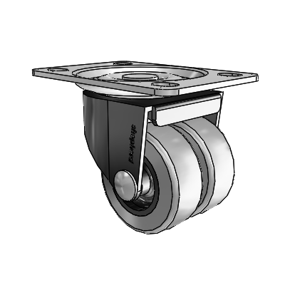 00 Series Top Plate Black Oxide Swivel Caster with 2 x .8125 Grey Thermoplastic Rubber Wheel