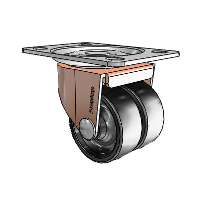 00 Series Top Plate Copper Oxide Swivel Caster with 2 x .8125 Black Polyolefin Wheel