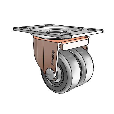 00 Series Top Plate Copper Oxide Swivel Caster with 2 x .8125 Dark Grey Soft Rubber Wheel