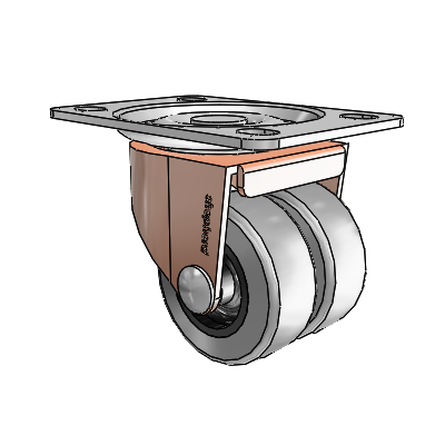 00 Series Top Plate Copper Oxide Swivel Caster with 2 x .8125 Grey Thermoplastic Rubber Wheel