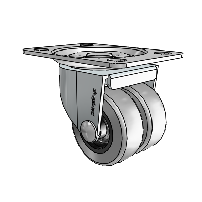 00 Series Top Plate Zinc Swivel Caster with 2 x .8125 Grey Thermoplastic Rubber Wheel