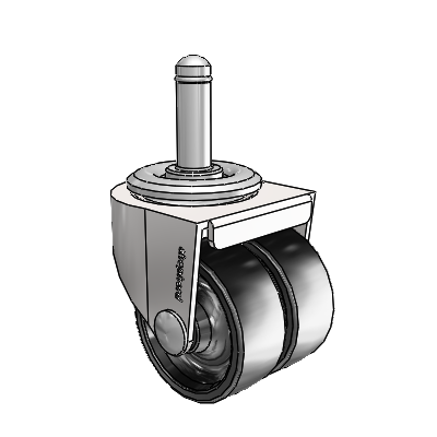 00 Series Grip Ring Bright Chrome Swivel Caster with 2 x .8125 Black Polyolefin Wheel