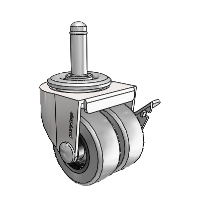 00 Series Grip Ring Bright Chrome Swivel Caster with 2 x .8125 Grey Thermoplastic Rubber Wheel and Side Brake