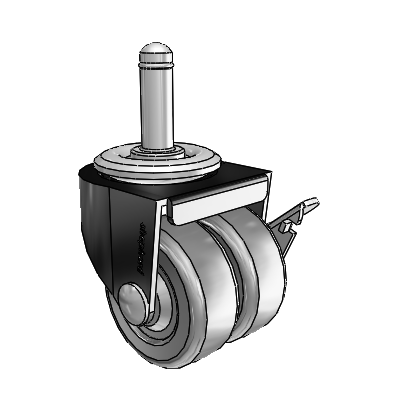 00 Series Grip Ring Black Oxide Swivel Caster with 2 x .8125 Dark Grey Soft Rubber Wheel and Side Brake