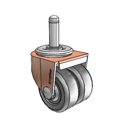 00 Series Grip Ring Copper Oxide Swivel Caster with 2 x .8125 Loden Grey Hard Rubber Wheel