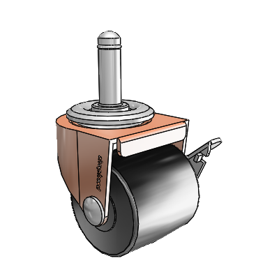 00 Series Grip Ring Copper Oxide Swivel Caster with 2 x 1.8125 Black Polyolefin Wheel and Side Brake
