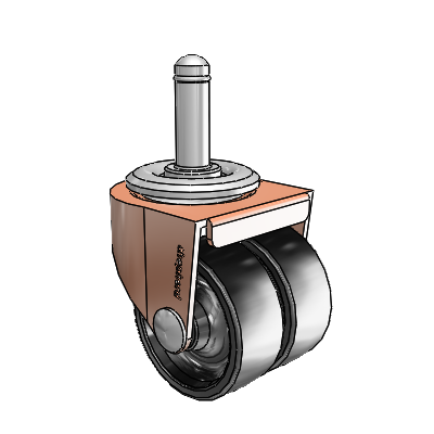 00 Series Grip Ring Copper Oxide Swivel Caster with 2 x .8125 Black Polyolefin Wheel