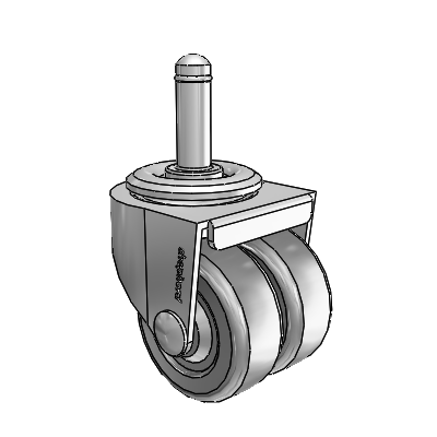 00 Series Grip Ring Polished Nickel Swivel Caster with 2 x .8125 Dark Grey Soft Rubber Wheel