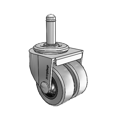00 Series Grip Ring Polished Nickel Swivel Caster with 2 x .8125 Grey Thermoplastic Rubber Wheel