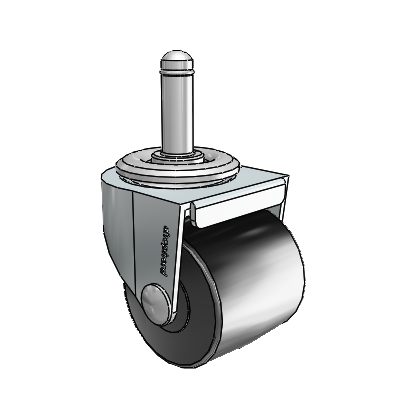 00 Series Grip Ring Zinc Swivel Caster with 2 x 1.8125 Black Polyolefin Wheel